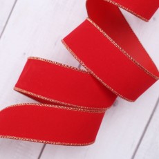 골드 스티치 레드 크리스마스 리본(3m)